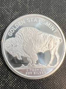 lot 15 image: 1 TROY OZ .999 FINE SILVER BUFFALO INDIAN ROUND