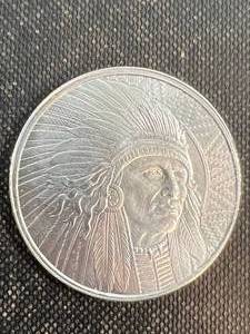 lot 19 image: 1 TROY OZ .999 FINE SILVER BUFFALO INDIAN ROUND