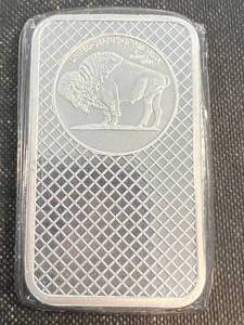 lot 29 image: 5 TROY OZ .999 FINE SILVER BUFFALO INDIAN BAR SEALED