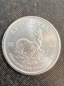 lot 33 image: 1 TROY OZ .999 FINE SILVER 2022 SOUTH AFRICAN KRUGERRAND