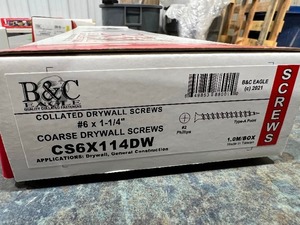 lot 1 image: 2)BOXES COLLATED DRYWALL SCREWS COURSE #6 X 1-14