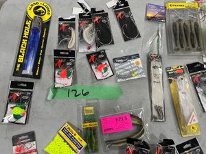 lot 126 image: TABLE FULL OF SALT WATER LURES