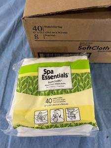 lot 20 image: 1 Case (8 bags, 40 cloths each bag) NEW Spa Essentials 40-Pack 12 x 13.5 SoftCloth Multi-Use Disposable Washcloths - Trusted by Skin Care Professionals&nbspSuperior softness and strength you thought you could only get from cloth