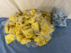 lot 46 image: Large Lot of NEW In Package Pairs Mixed Medical&nbspFall Prevention Adult Small Patient Non-Skid Slippers Socks & Dynarex Non Skid Slipper Socks Blue T