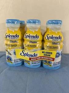 lot 48 image: Lot of 3 NEW Splenda 6-Pack 8 fl oz. Diabetes Care 16g Protein Shake - French Vanilla Flavor - Expiration 0823