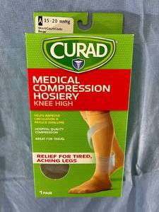 lot 62 image: Lot of 10 NEW Curad 1-Pair Knee-High Medical Compression Hosiery - Size Short Beige
