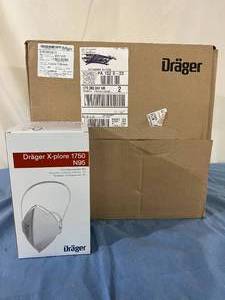 lot 67 image: MSRP $450  1 Case (18 Boxes  360 Masks)&nbspNEW Draeger 3951330 X-plore 1750 N95 Particulate Respirator Mask - Long dated Expiration 225