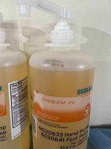 lot 69 image: Lot of 2 NEW ECOLAB 33.8 fl oz. Scrub-STAT 2% Chlorhexidine Gluconate Antiseptic Solution Surgical Hand Scrub and Healthcare Personnel Handwash