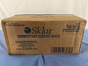 lot 76 image: 1 Case (6 each) Skylar Instruments 10-1616 100-Pack Surgical Instrument Medical Equipment Surface Disinfectant Cleaner Wipes 