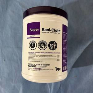 lot 101 image: 1 Case (12 containers each, 160 each) PDI Q55172 6 x 6.75 Super Sani-Cloth Germicidal Disposable Wipe - Large Canister - Expiration 1025