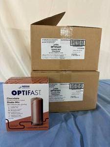 lot 83 image: 2 Cases (70 packets each per case) NEW Nestle Health Science 7-Pack 1.53 oz. Optifast Shake Mix Powder - Chocolate Flavor - Expiration 824