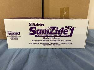 lot 87 image: 2 Cases (6 boxes, 50 each mini pouches) NEW Safetec 35926 SaniZide Pro 1 Fragrance-Free MedicalDental Non-Porous Surface Disinfectant Cleaning Wipes In Sealed Mini-Pouches For Continued Freshness