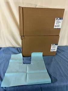 lot 88 image: 2 Cases (250 each per case) NEW Tidi 917677 18 x 25 3-Ply TissuePoly Shell-Pattern Oral Dental Surgery Specialty Bibs - Blue