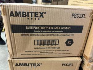 lot 89 image: WOW 13 Cases (300 each per case) NEW Ambitex PSC3XL Water Resistant Anti-Skid Shoe Covers - Size XL Blue