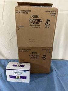 lot 116 image: MSRP $600  2 Cases (36 Each Per Case) Nestle Health Science 6-Pack Boxes 1.7 oz. Vivonex Nutritionally Complete Pediatric Elemental Powder - Unflavored - Expiration 924
