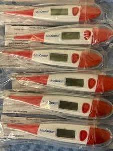 lot 132 image: Lot of 22 NEW MediChoice 916824 Rectal Dual-Scale 10-Second Read Red Cap Digital Thermometer - Dual-Scale thermometers measure temperature in both Farenheit and Celsius 89.6F-109.4F and 32.0C-43.9C