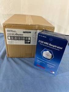 lot 157 image: 1 Case (200 each) NEW Gerson 2130 NIOSH Approved N95 Particulate Respirators Molded Cup Masks