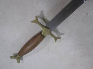 lot 5 image: (A-3) Wood and Brass Handle Sword with Scabbard - Sword is 32 14 Long