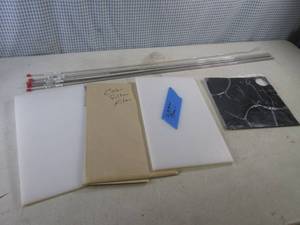 lot 46 image: (EC1) 7 Assorted Gage 36 Percision Wire - Sorbothane Sheet 9 x 9 - 2 UHMW Plates 8 x 13 34 x 14 and Color Films