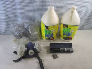 lot 47 image: (G-1) Impact Driver with Bits - Respirator Mask with Extra Filter and 2 Containers of Plant Protector