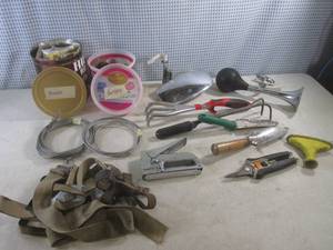 lot 62 image: (A-1) Vintage 1958 Boat Horn and Mirror - Garden Tools - Hinges and Casters - Other