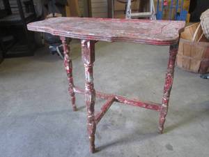 lot 137 image: (FS) Vintage Wood Accent Table - Refinish, Clear Coat or Use As Is - 12 x 23 34 x 23 High