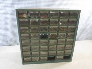 lot 141 image: (EC1) 48 Drawer Organizer with Contents Missing 3 Drawers 14 14 x 6 14 x 14 34 High