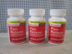 lot 203 image: (EC1) 3 Bottles Extra Strength Pain Reliever 125 Caplets