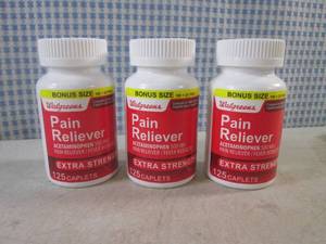 lot 204 image: (EC1) 3 Bottles Extra Strength Pain Reliever 125 Caplets