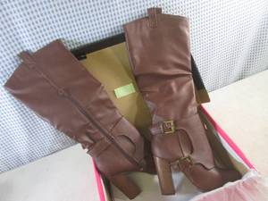 lot 212 image: (CSB) Pair Charlotte Russe Heather High Top Boots in Brown Size 6 - New In Box