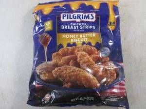 lot 256 image: (FRZ) 3 Pound Bag Frozen Chicken Breast Strips Fritter Style Honey Butter Biscuit Flavor Past Date