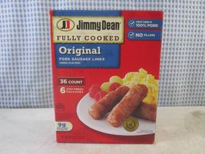 lot 262 image: (FRZ) Box 36 Count Frozen Jimmy Dean Fully Cooked Original Pork Sausage Links Past Date