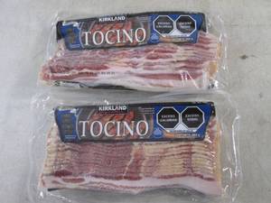 lot 264 image: (FRZ) 2 Pounds Frozen Bacon Kirkland Signature Original 2 - 1 Pound Packs Past Date Best by 04122023