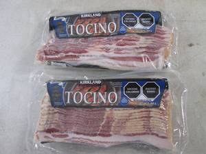 lot 265 image: (FRZ) 2 Pounds Frozen Bacon Kirkland Signature Original 2 - 1 Pound Packs Past Date Best by 04122023