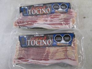 lot 266 image: (FRZ) 2 Pounds Frozen Bacon Kirkland Signature Original 2 - 1 Pound Packs Past Date Best by 04122023