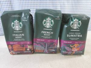 lot 297 image: (B-1) 3 Assorted Bags Starbucks Ground Coffee Past Date