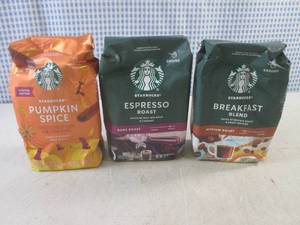 lot 298 image: (B-1) 3 Assorted Bags Starbucks Ground Coffee Past Date