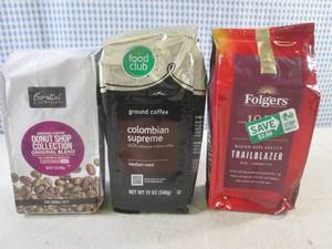 lot 301 image: (B-1) 3 Assorted Bags Ground Coffee Past Date