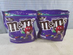 lot 303 image: (B-2) 2 Family Size Bags Dark Chocolate M&ampMs Best by Jan 2024