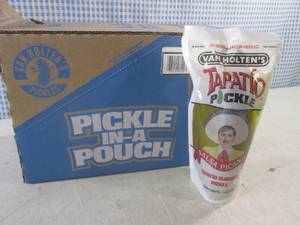 lot 304 image: (B-1) Box of 12 Jumbo Tapatia Pickle-In-A-Pouch Best by Sept 2024