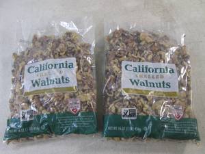 lot 315 image: (B-2) 2 Pounds California Shelled Walnuts 2 - 1 Pound Bags Best by Aug 2024