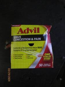 box of advil sinus congestion and pain 50 pacets of 1 exp 72025