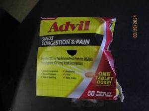 box of advil sinus congestion and pain 50 pacets of 1 exp 72025