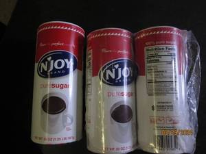 3 containers of n joy pure sugar 20 ozs per container