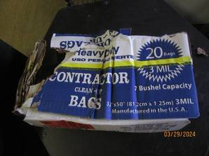 box of heavy duty contractor bags 20 bags 3 mill 7 bushel capacity