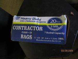 box of heavy duty contractor bags 20 bags 3 mill 7 bushel capacity