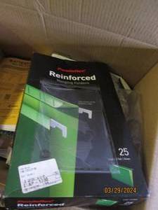 box with file folders,dymo labels and more