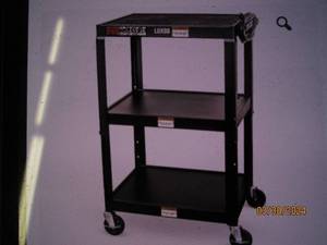 adjustable height steel av cart 3 shelf black 24 w x 18 d x 24 to 42 inch h 2 inch incerments look unopened