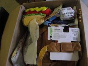 box of pet costumes and more...