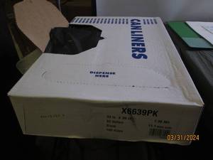 case of 33 gallon black garbage bags 1.30mil 33 in x 39 in 100 in case